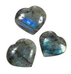 The Chrysalis Stone Labradorite puff heart close-up shows iridescent color for meditation.