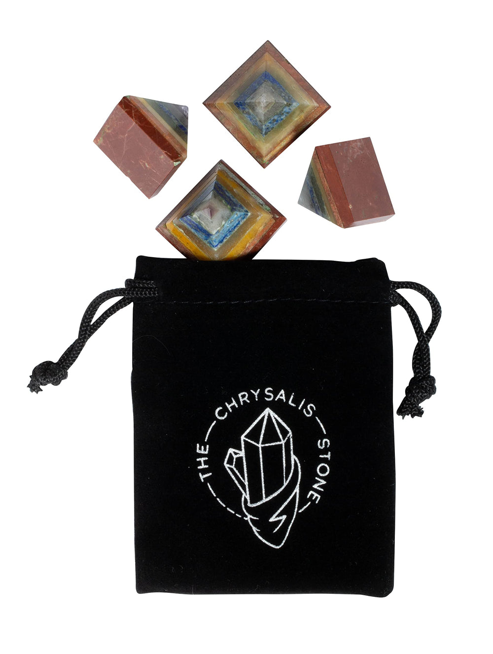 The Chrysalis Stone natural crystal pyramid handcarved emphasizes unique texture and authentic material.