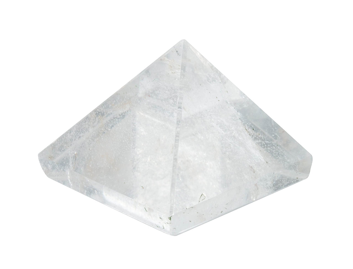 The Chrysalis Stone Pyramid Clear Quartz Mini close-up for meditation and energy focus.