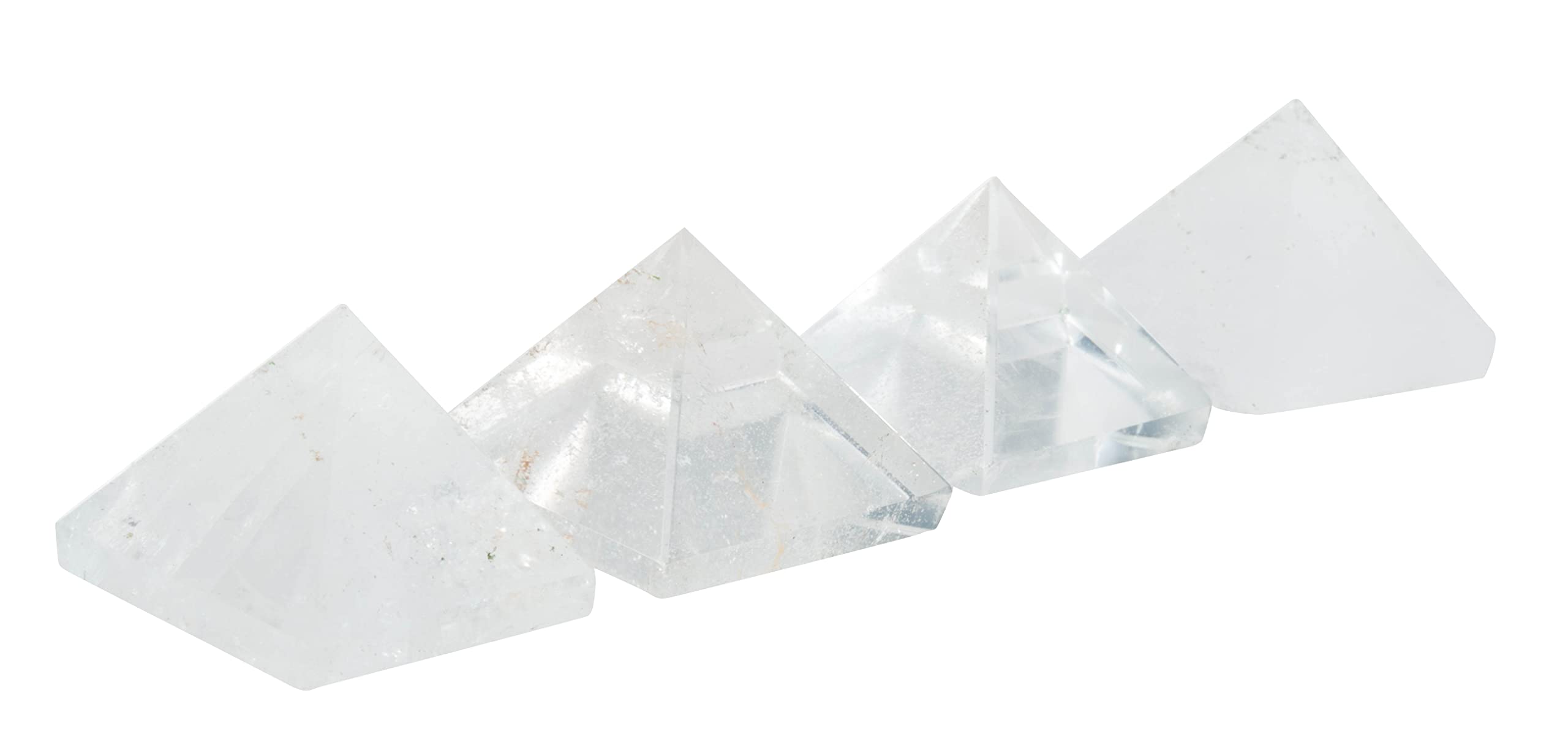 The Chrysalis Stone Pyramid Clear Quartz Mini on wood enhances calm ambient decor.