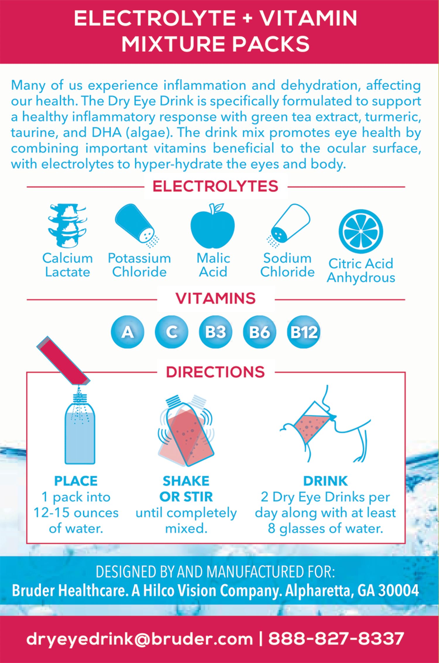Closeup of The Dry Eye Drink powder dissolving quickly