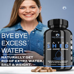 Watershed bottle back label highlights ingredients for gentle water weight management