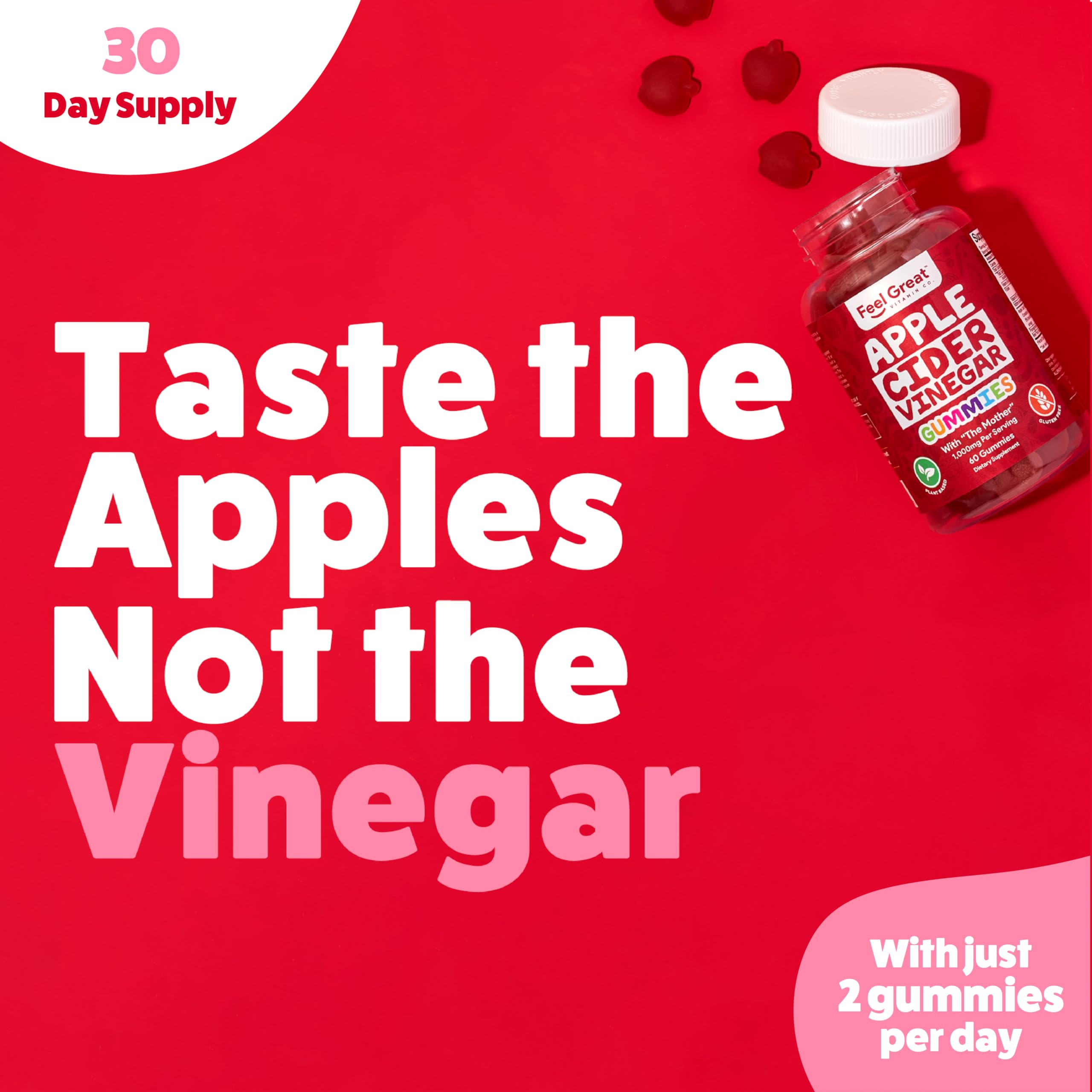 The Feel Great Vitamins ACV Gummies on a kitchen counter ready for daily use