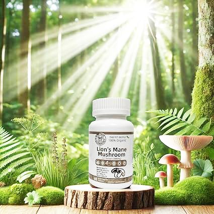 The Fit Beetle Lions Mane capsules support on-the-go daily wellness routines.