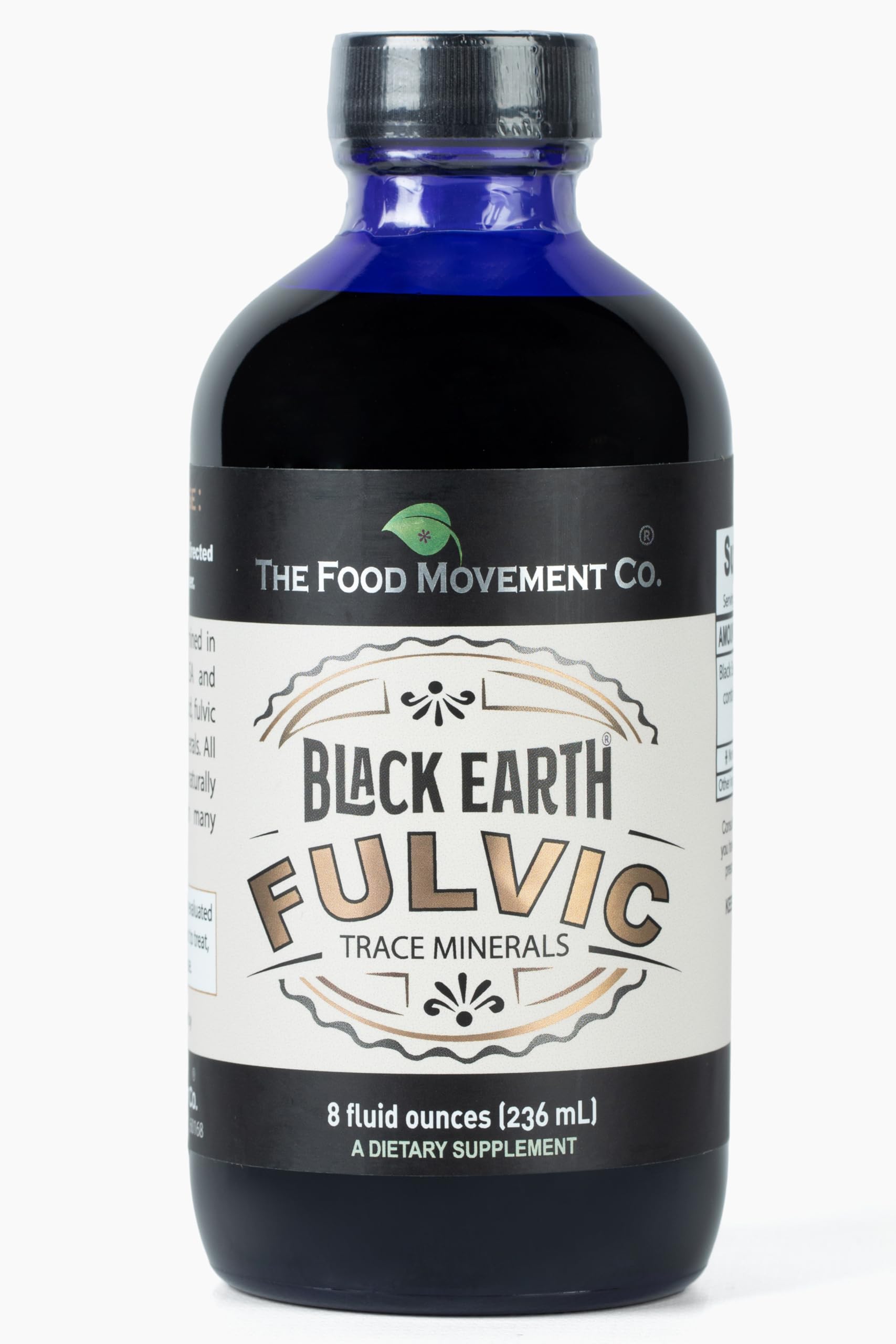THE FOOD MOVEMENT CO. Black Earth Fulvic Acid bottle supports daily wellness and energy.