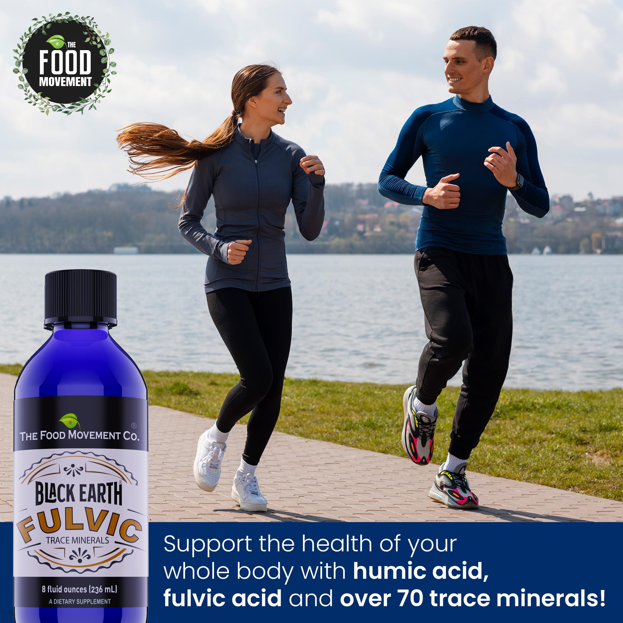 THE FOOD MOVEMENT CO. Fulvic acid with electrolytes suggests hydration after workouts.