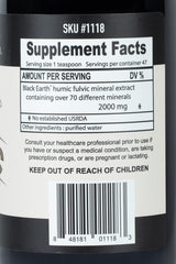 THE FOOD MOVEMENT CO. Fulvic acid label close-up highlights quality and lab verification.