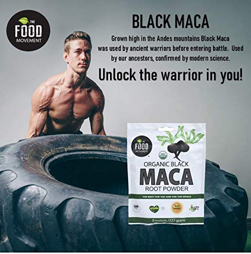 The Food Movement Co. Black Maca farm-grown roots from organic sourcing.