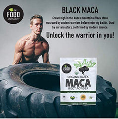 The Food Movement Co. Black Maca farm-grown roots from organic sourcing.