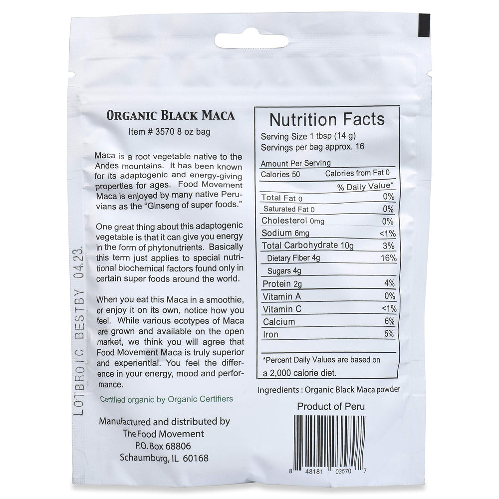 The Food Movement Co. Black Maca powder scoop for easy daily servings.