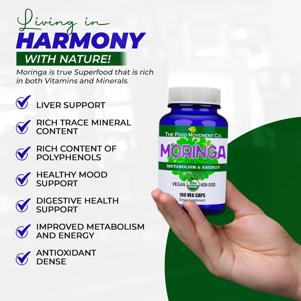 The Food Movement Co Lab tested moringa capsules ensuring purity and potency