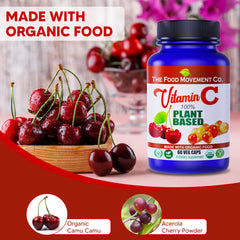 Organic non-GMO label on The Food Movement Co Vitamin C bottle