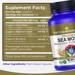 The Food Movement Co. Sea Moss Master Formula capsules ready for daily wellness routines.