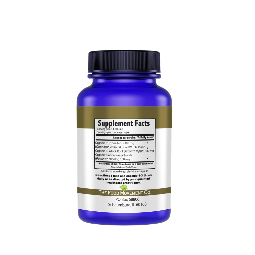 The Food Movement Co. Sea Moss Master Formula capsules provide convenient daily nourishment.