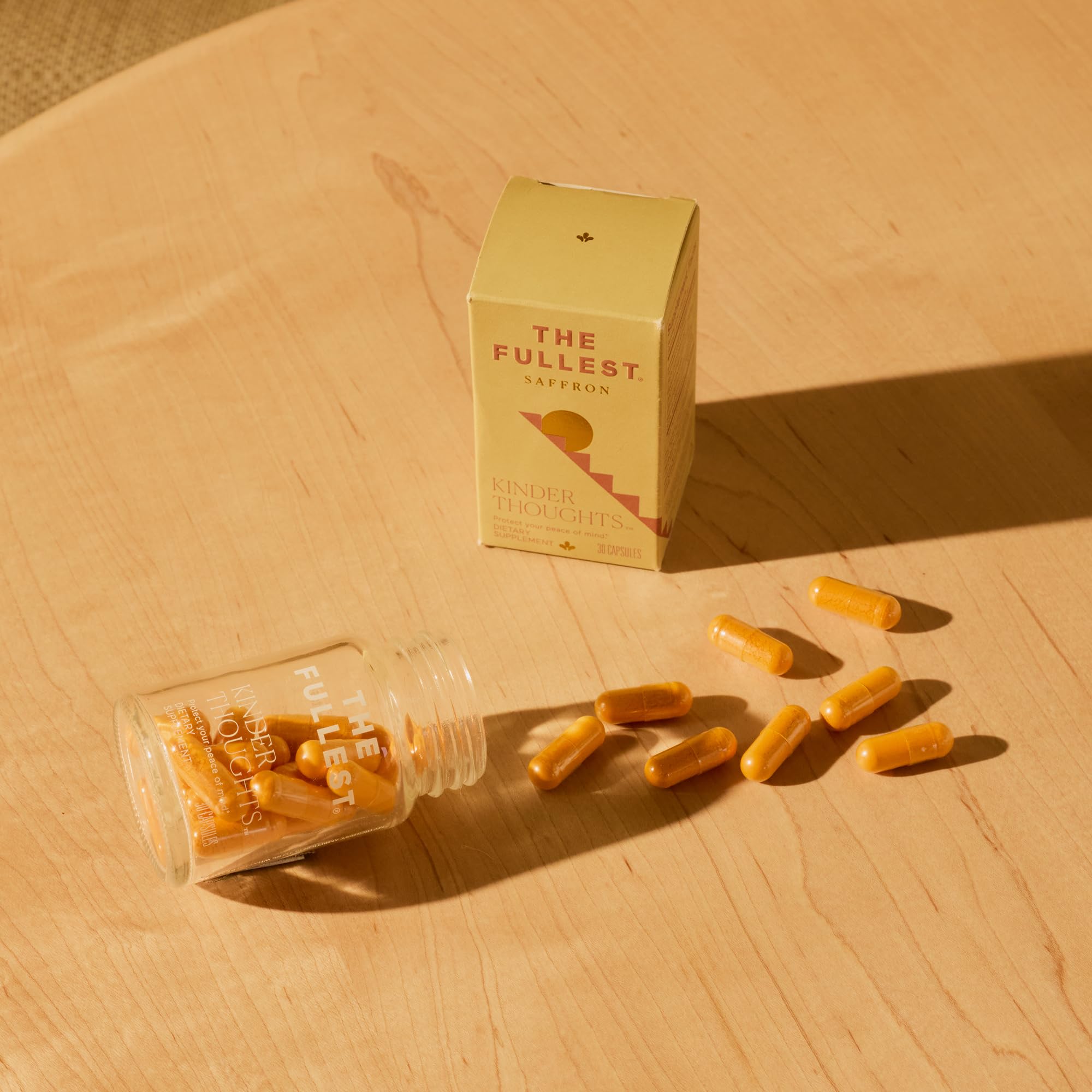 The Fullest turmeric curcumin capsules closeup emphasize natural wellness.