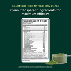 The Genius Brand Daily Superfood Greens pineapple glass with drink highlights hydration-friendly pineapple flavor.