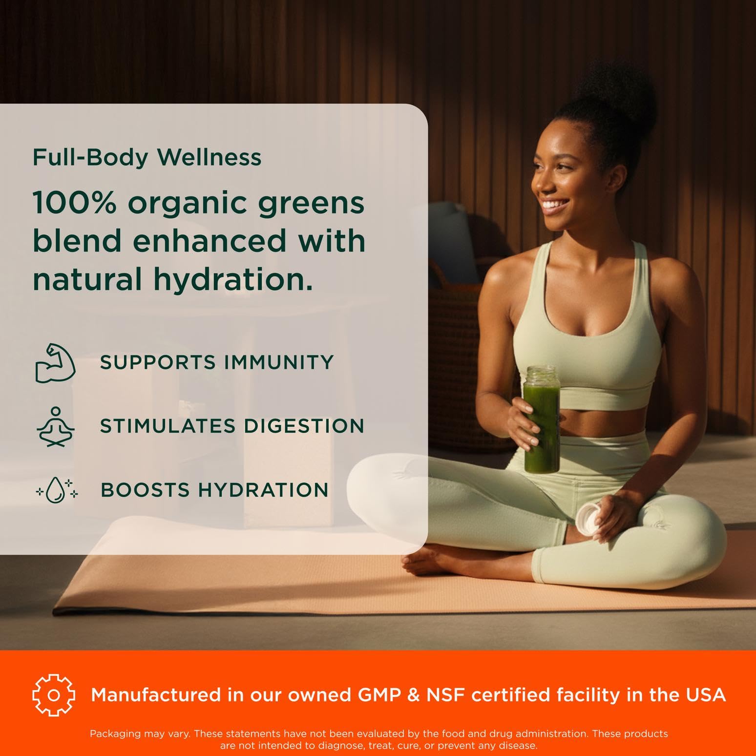 The Genius Brand Daily Superfood Greens pineapple scoop shows easy, precise portions for a greens boost.