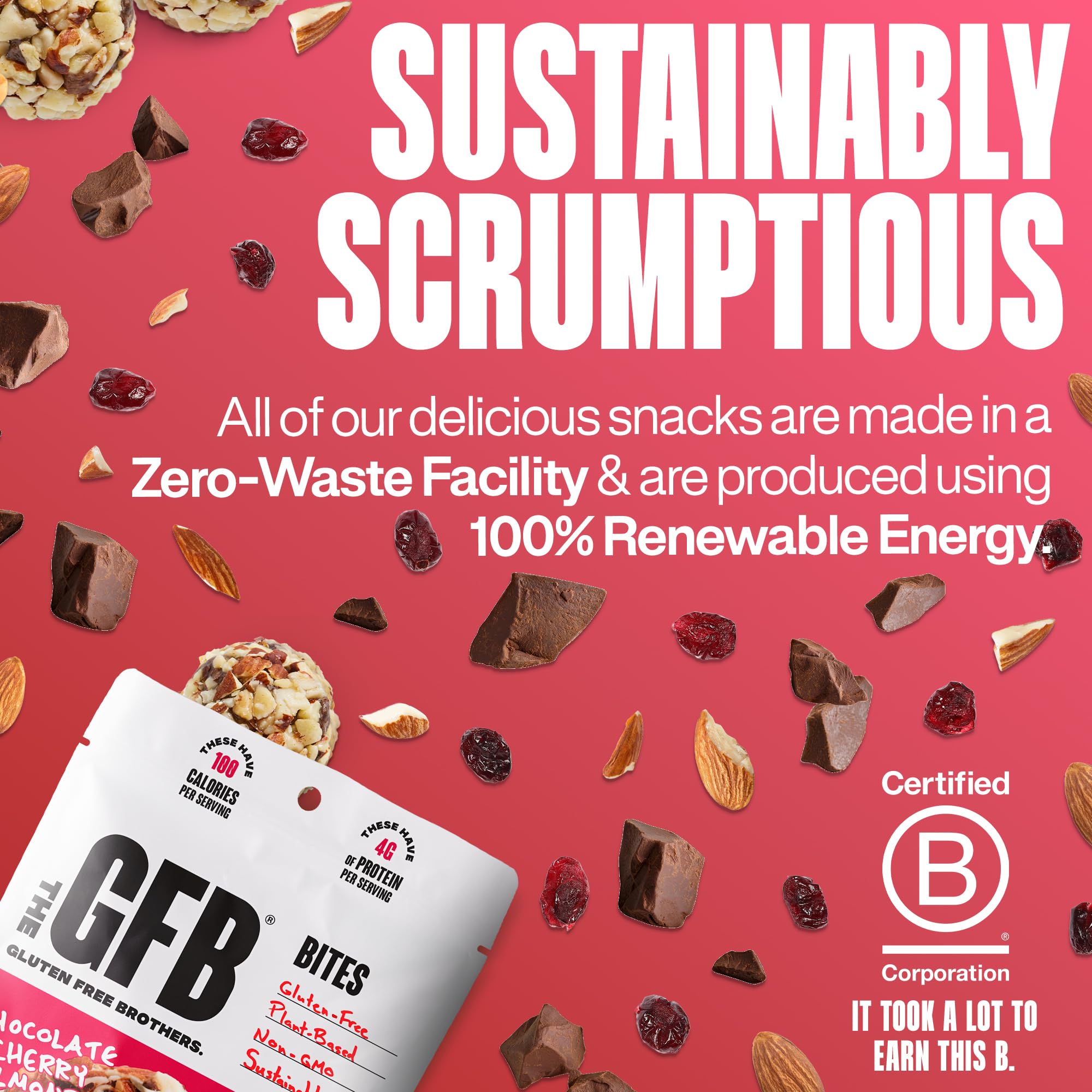 The GFB bites gluten-free label on packaging for confidence