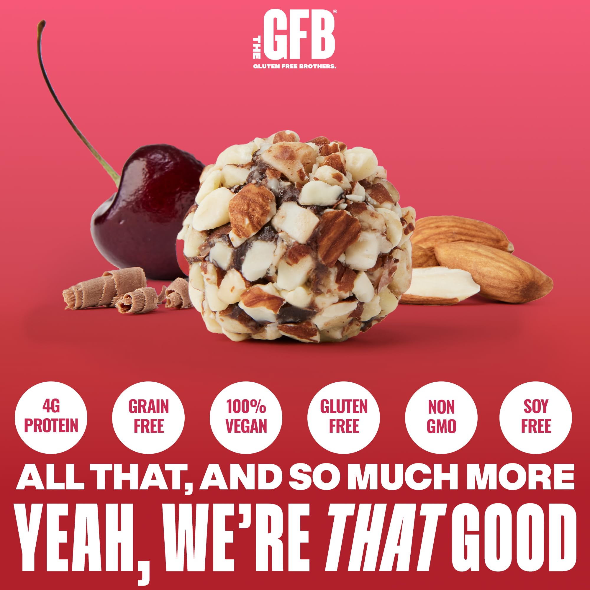 The GFB bites texture inside highlights chewy chocolate and almond coating
