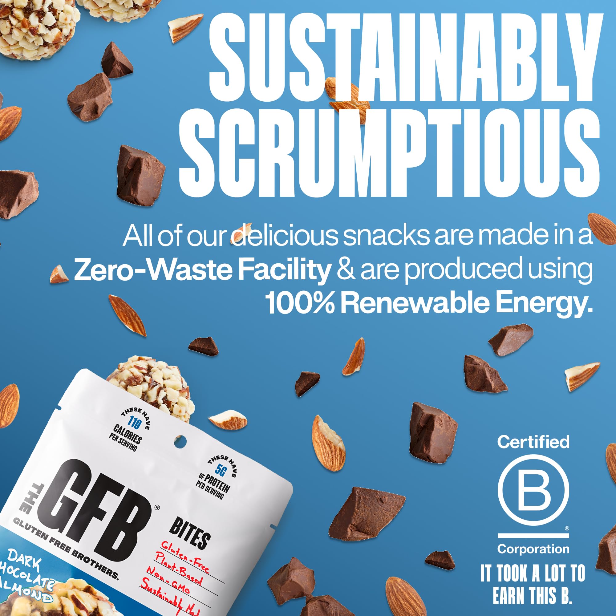 The GFB bites held in hand for on-the-go snacking