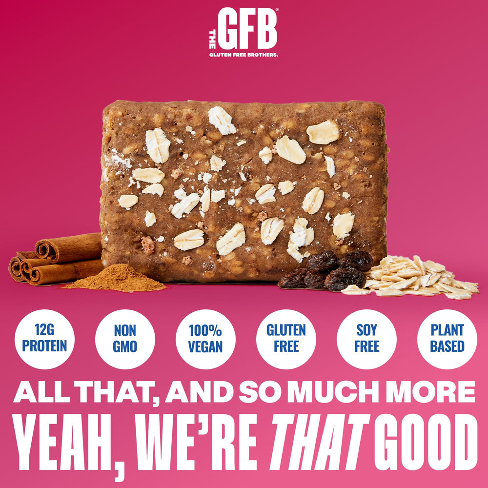Closeup of The GFB Oatmeal Raisin Bar showing chewy texture for a satisfying snack.