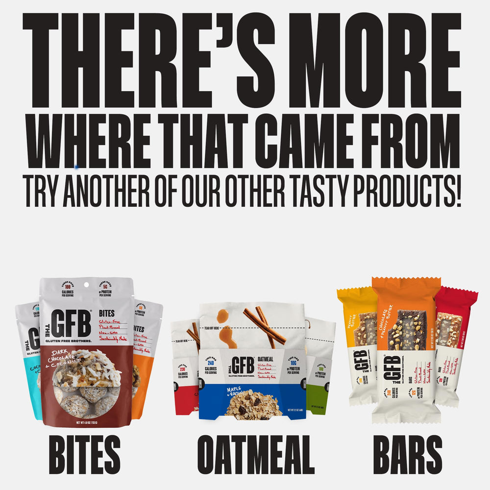 The GFB Oatmeal Raisin Bar beside a gym bag suggests post-workout fueling.