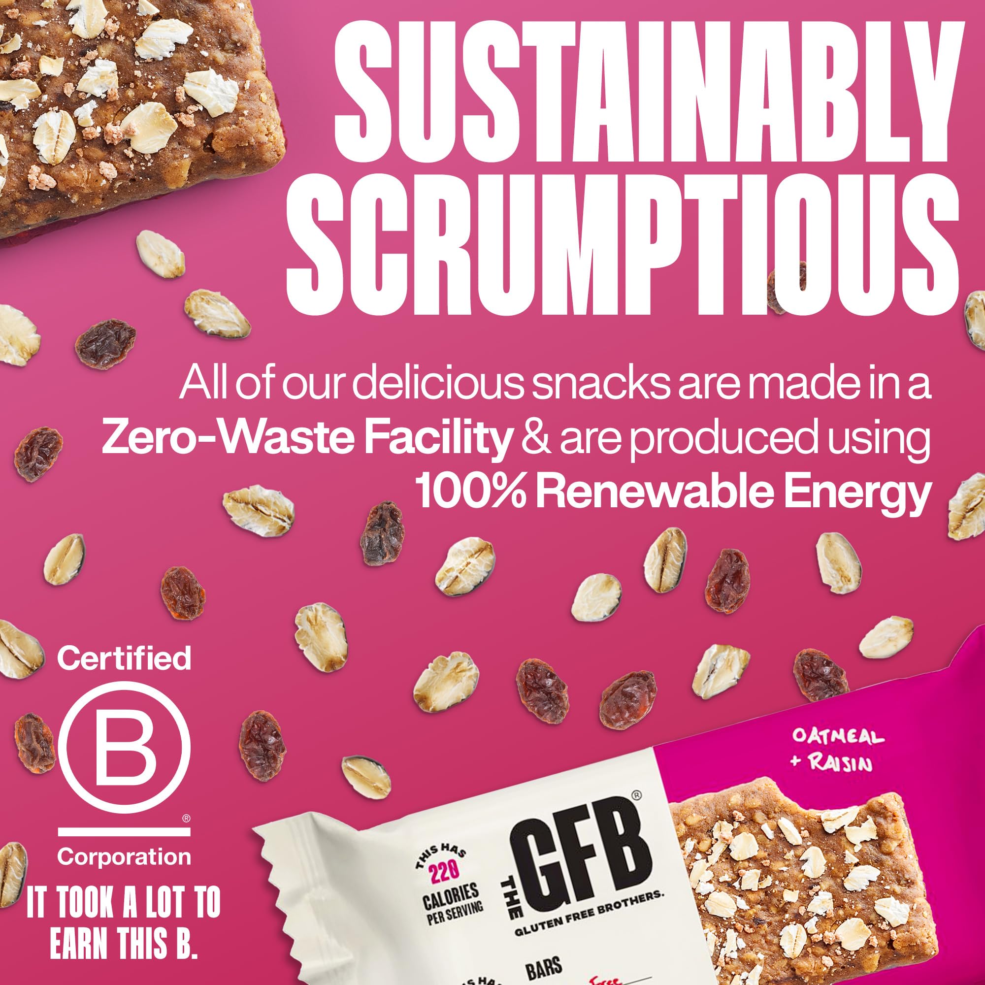 The GFB Oatmeal Raisin Bar in-store display communicates easy nourishment.