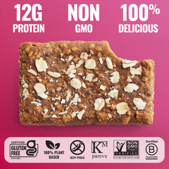 The GFB Oatmeal Raisin Bar vegan symbol indicates dairy-free snacking.