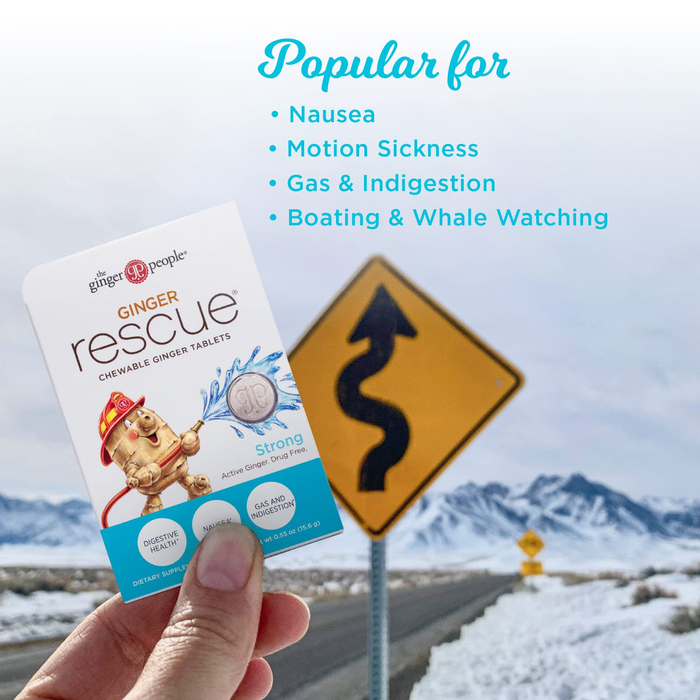 Closeup of Ginger Rescue tablets highlighting strong ginger flavor and texture
