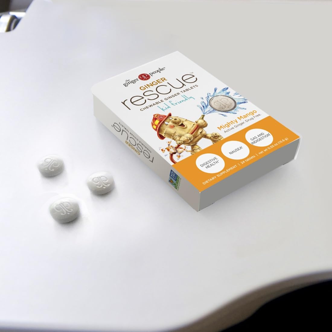 Pocket-sized The Ginger People Ginger Rescue packaging designed for on-the-go use.
