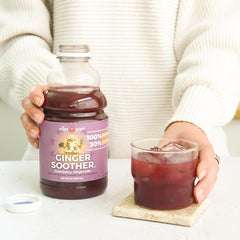 The Ginger People Ginger Soother Elderberry Gingerade elderberry visuals and color.