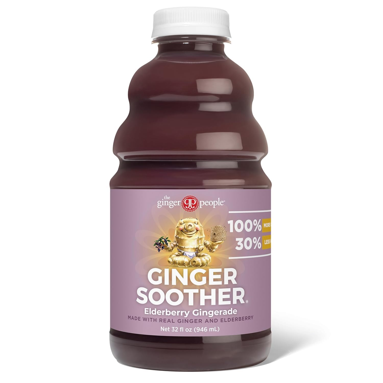 The Ginger People Ginger Soother Elderberry Gingerade ginger root closeup for digestion.