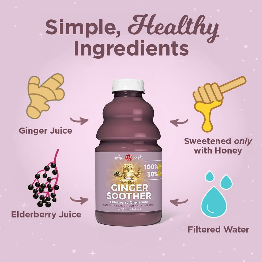 The Ginger People Ginger Soother Elderberry Gingerade warm cup ready to sip.