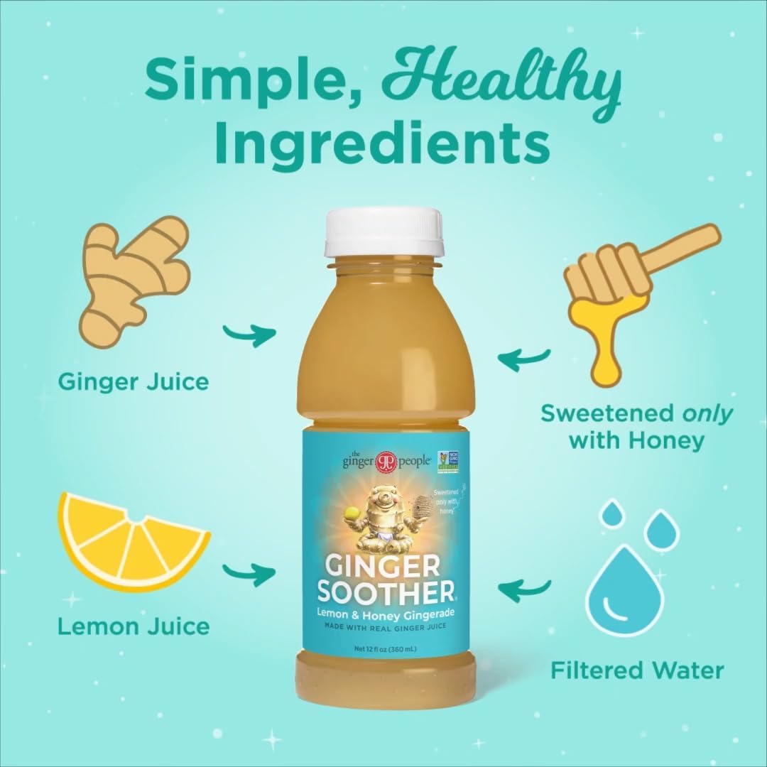 The Ginger People Gingerade ingredients layout emphasizes ginger lemon honey.