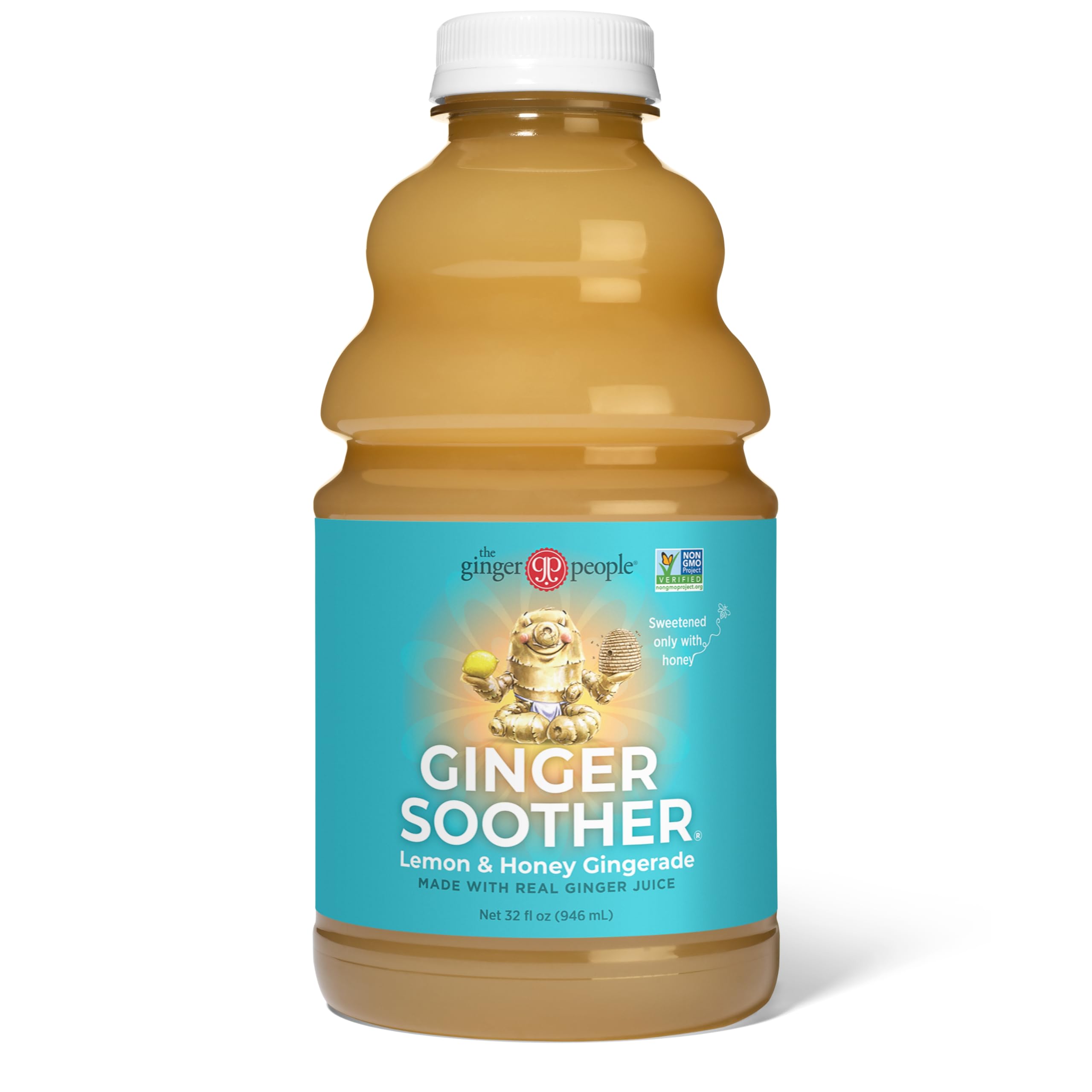 The Ginger People Gingerade with lemon slices highlights bright citrus flavor.