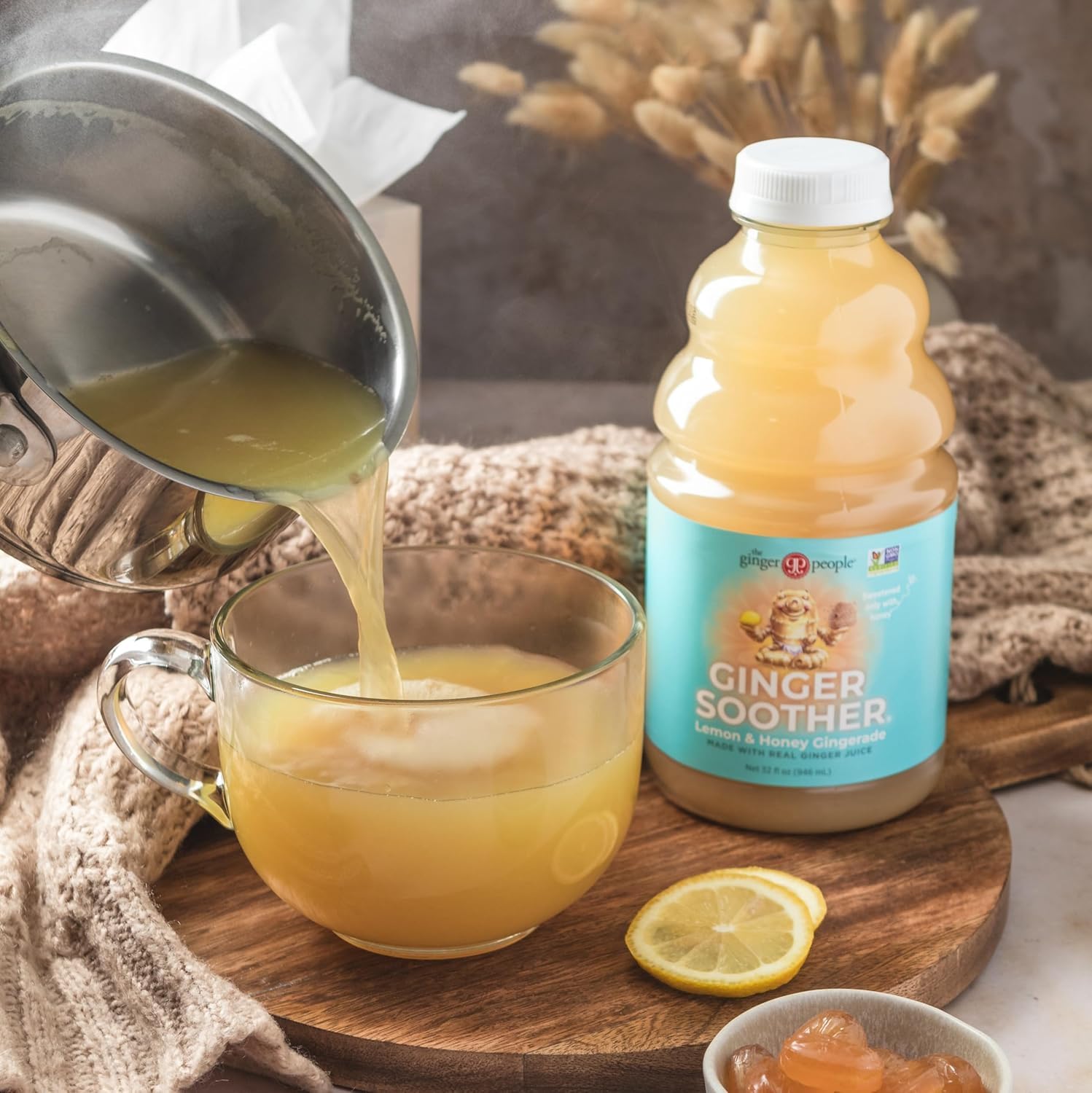 The Ginger People Gingerade warm cup suggests comforting cozy option.