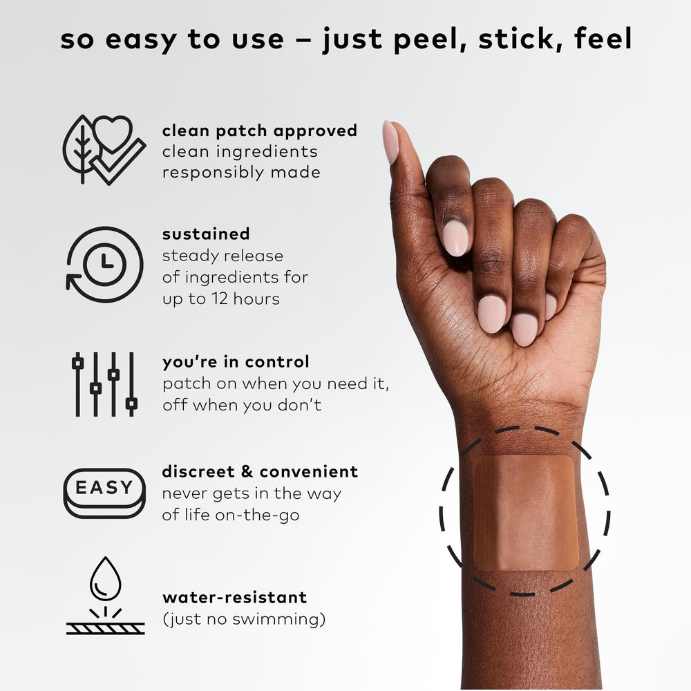 The Good Patch B12 Awake patch closeup highlights caffeine dots for quick release.