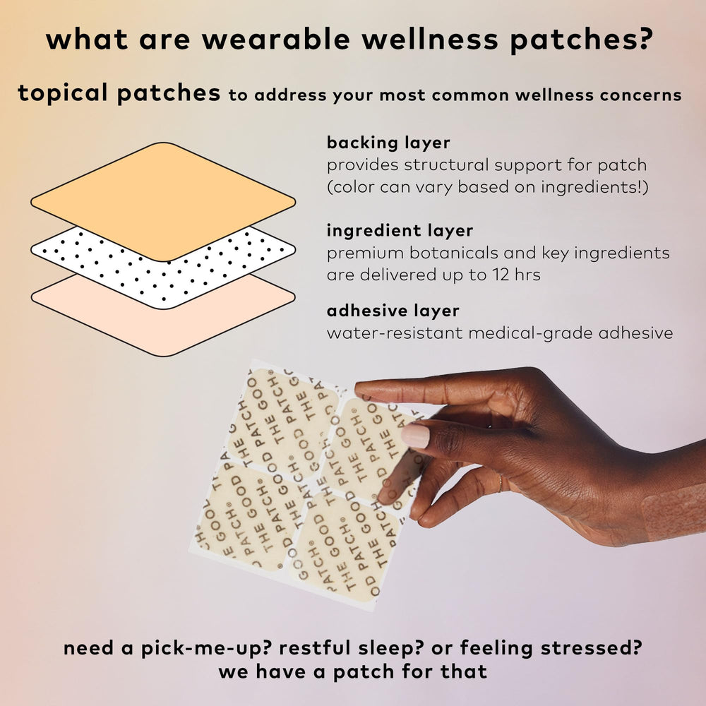 The Good Patch Be Calm Patch latex-free adhesive offers comfortable wear.