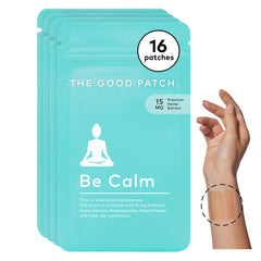 The Good Patch Be Calm Patch on the wrist offers discreet, convenient stress relief when you need it.