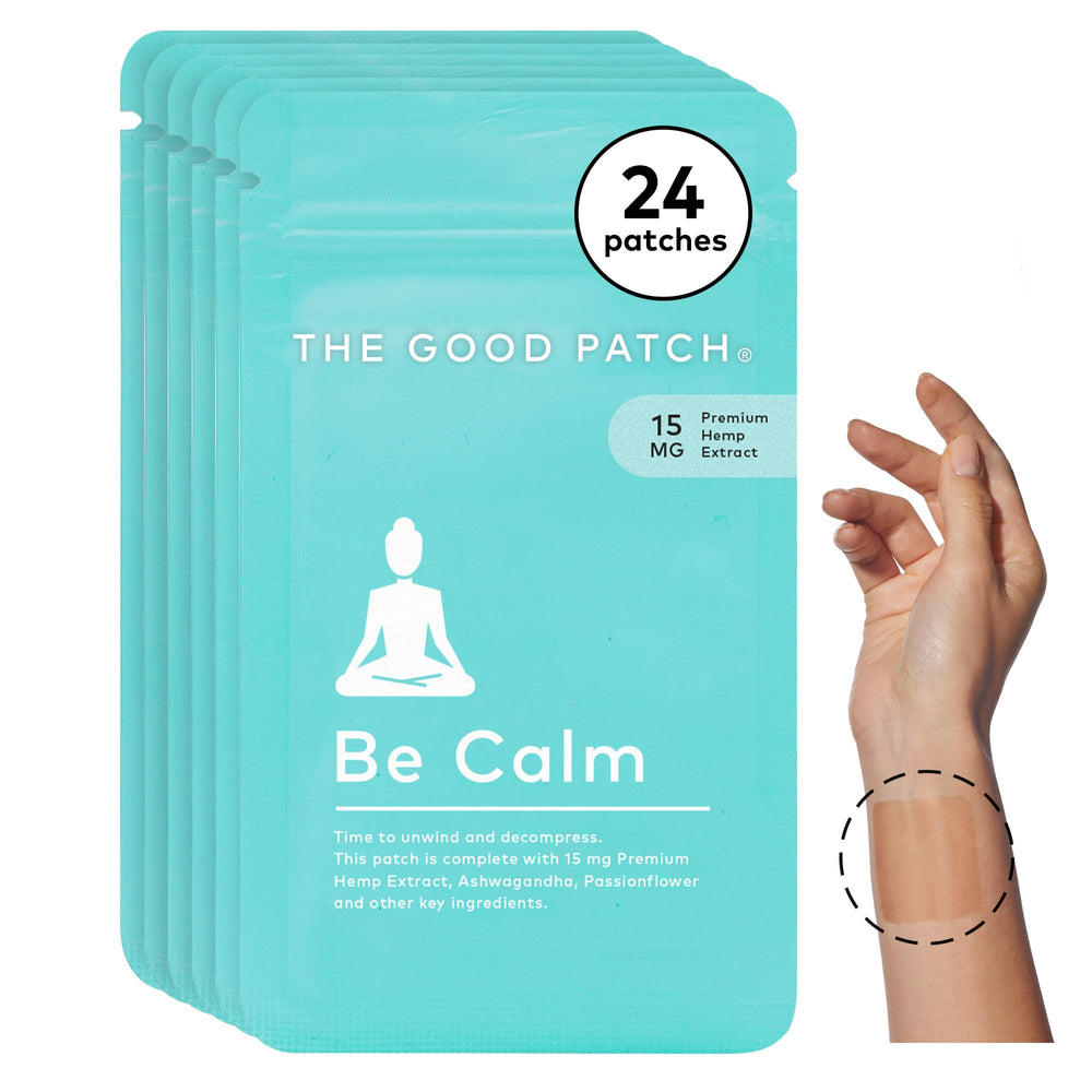 The Good Patch Be Calm Patch on wrist for discreet relaxation