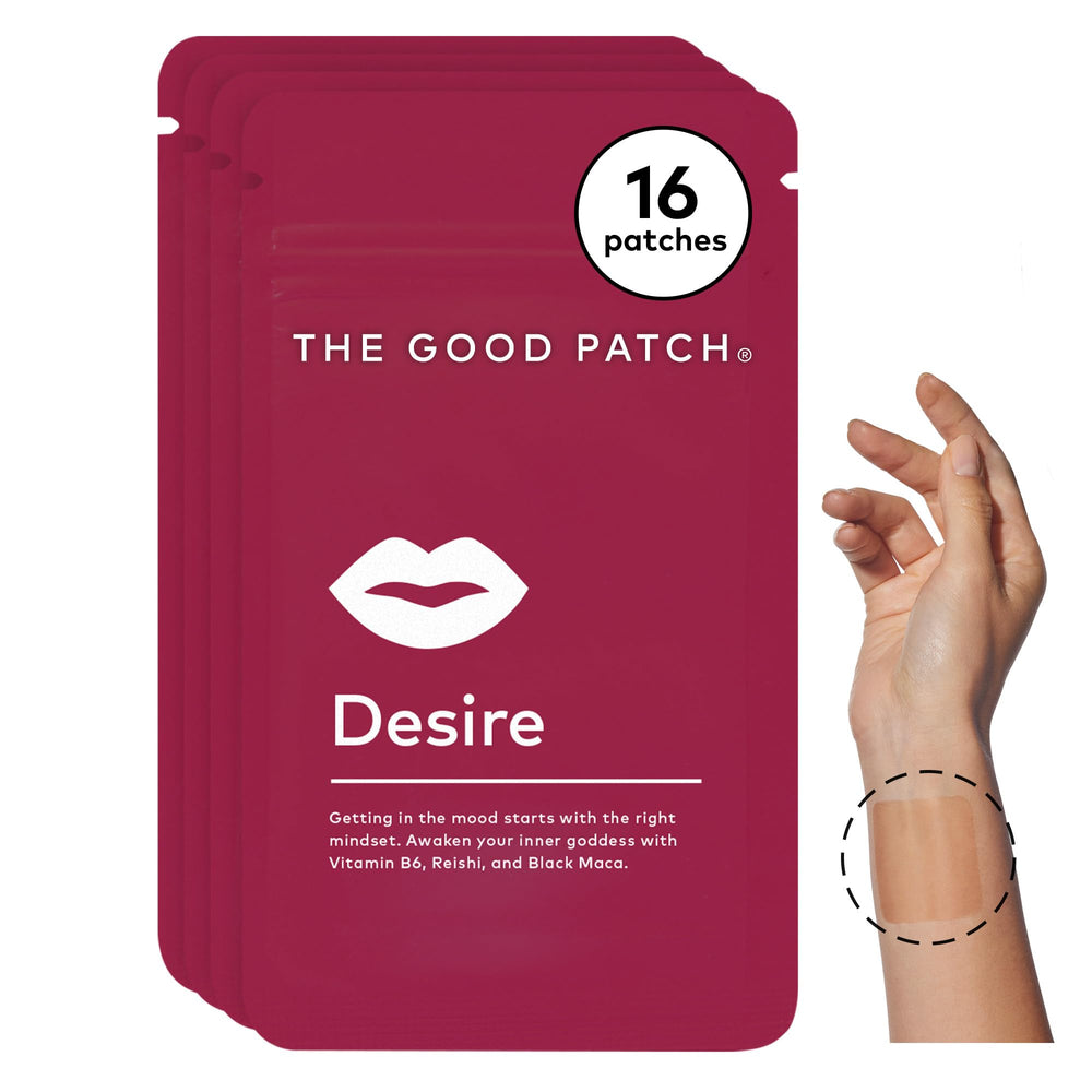 The Good Patch Desire patches pack front offers discreet wellness support for daytime use