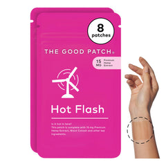 The Good Patch hot flash patch worn on the wrist for discreet, ongoing relief.