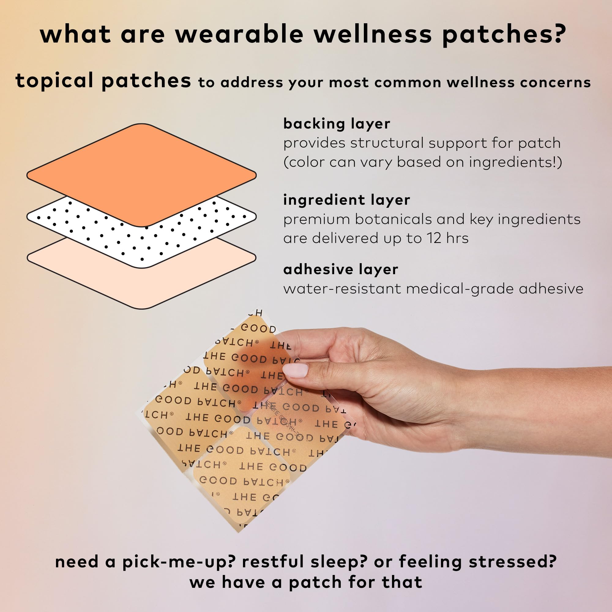 The Good Patch Relax patch worn during travel to support a relaxed moment.