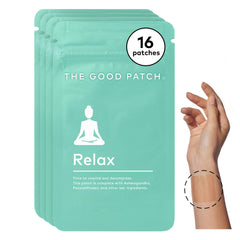 The Good Patch Relax patch on the wrist for discreet unwinding.