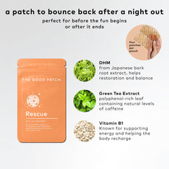 The Good Patch Rescue Recovery Patch worn on skin for discreet wear.