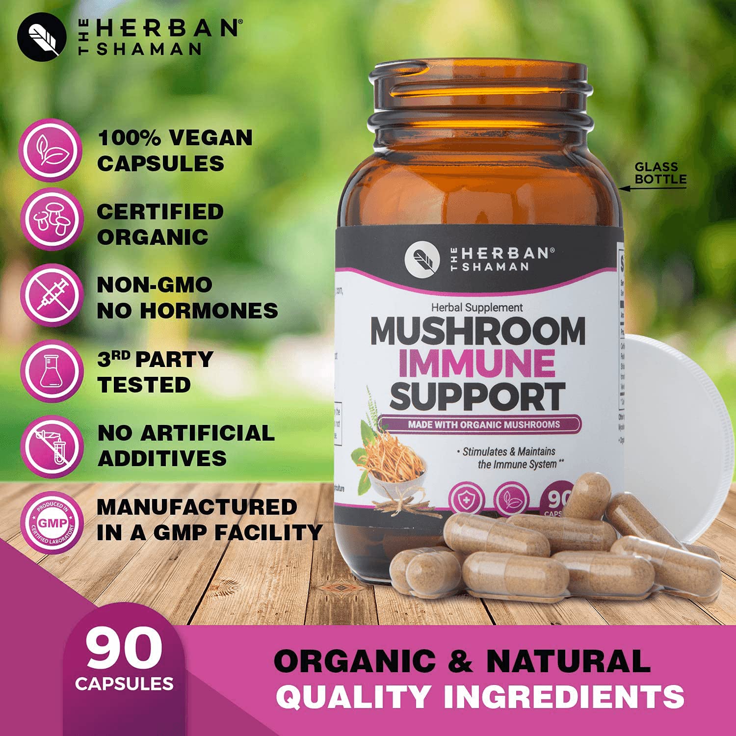 The Herban Shaman turkey tail prebiotics promote gut-friendly balance for immune wellness.