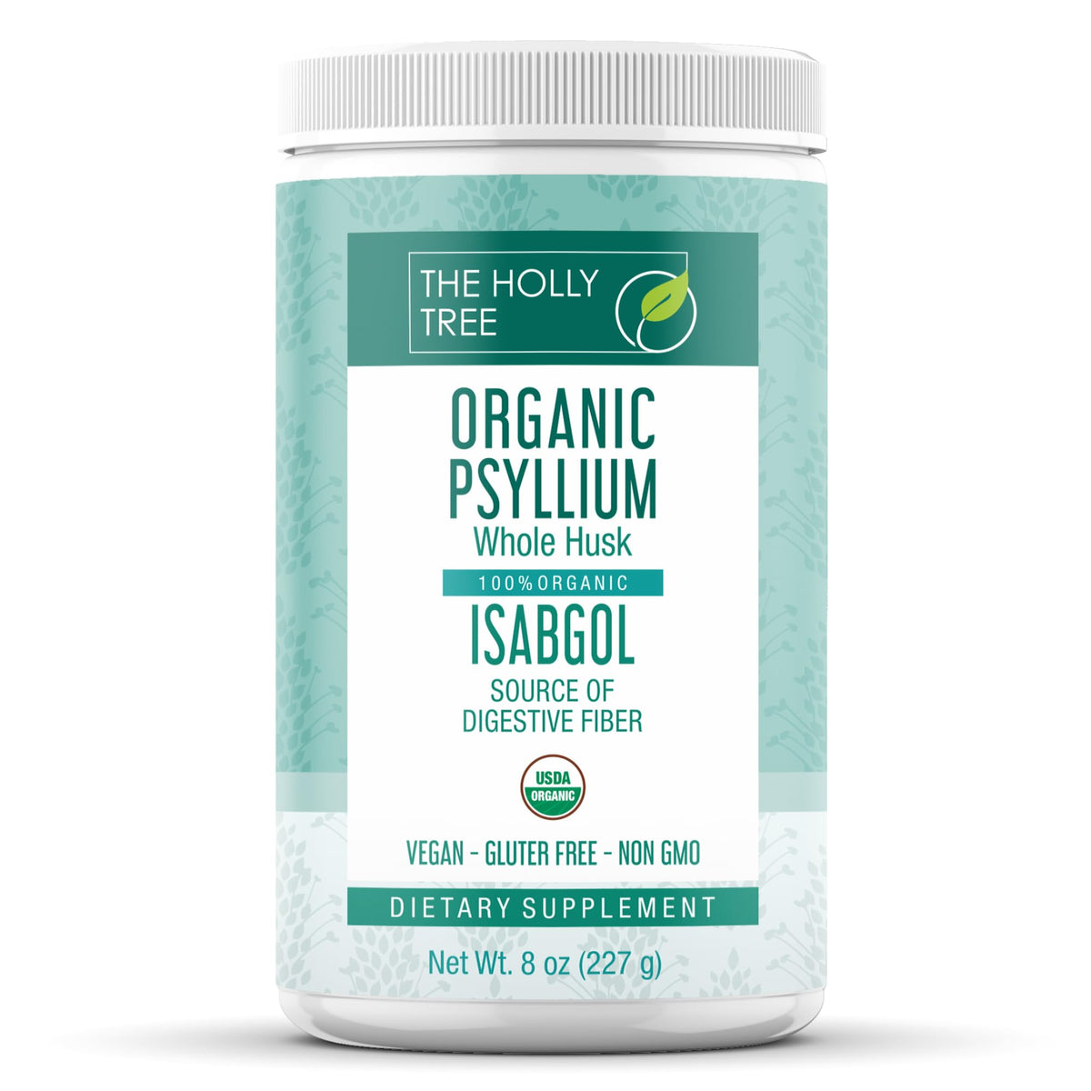 The Holly Tree psyllium husk powder bottle for daily fiber support.