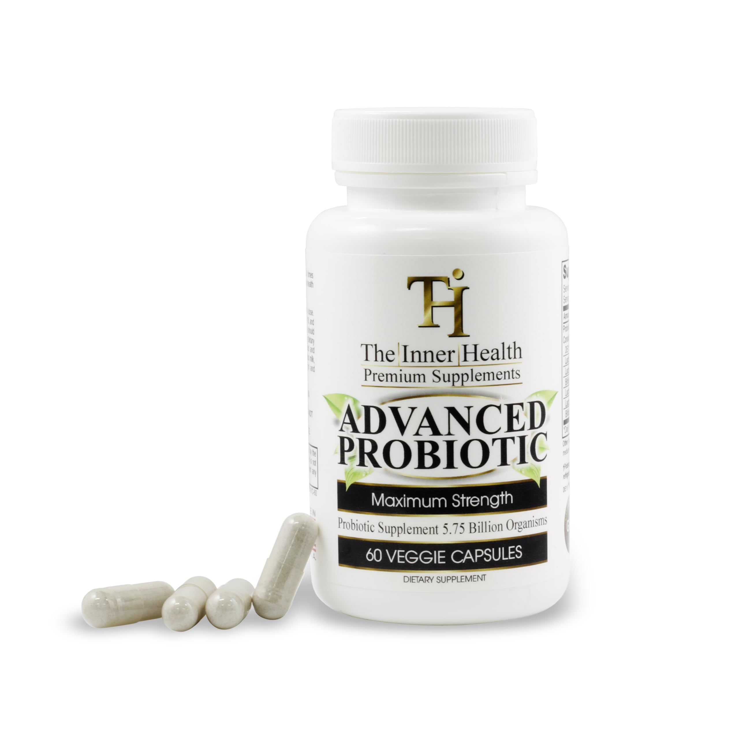The Inner Health Advanced Probiotics label detail shows ingredients