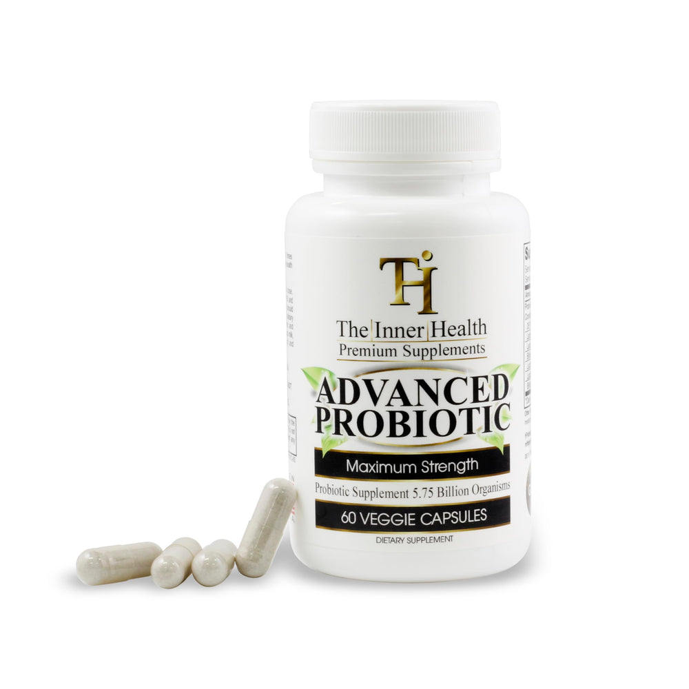 The Inner Health Advanced Probiotics label detail shows ingredients