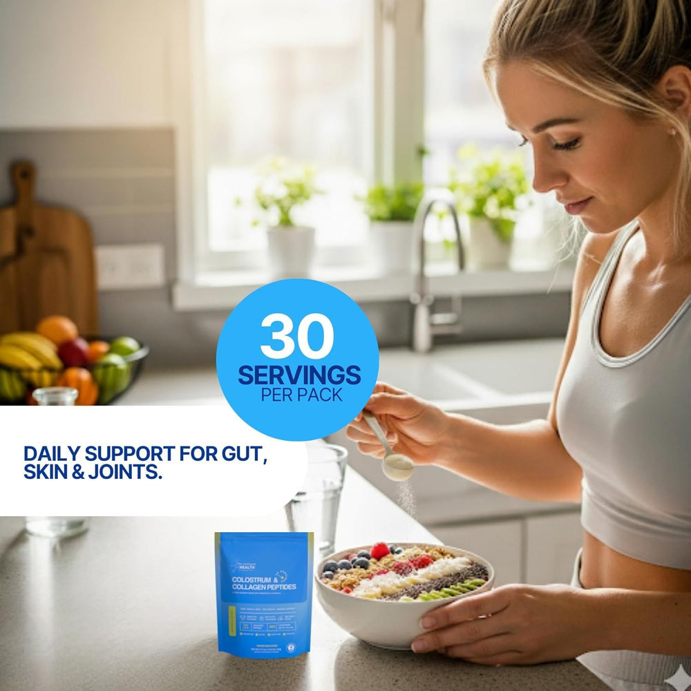 The Intelligent Health collagen peptides powder, highlighting skin and hair support potential.